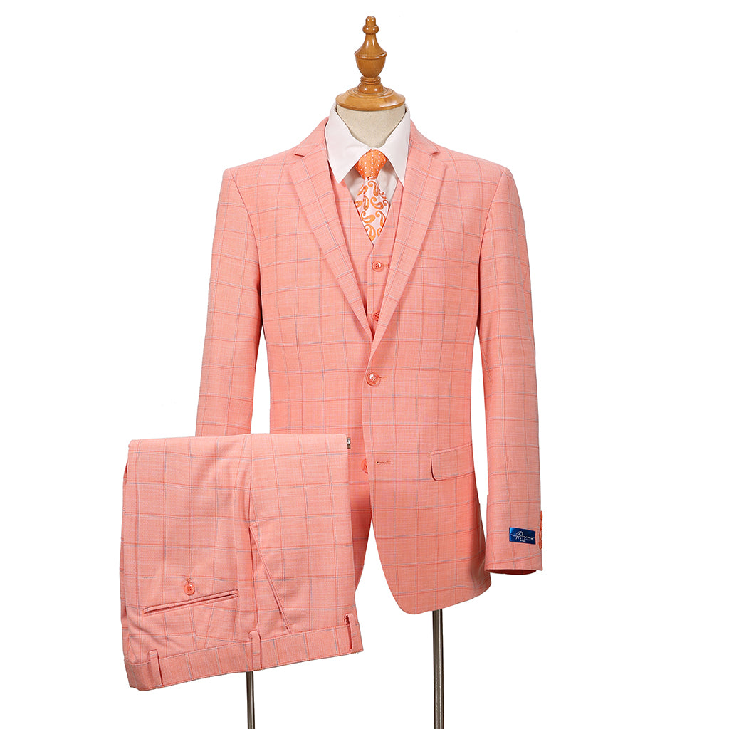 Suits for Men Peach, Men Suits 3 Piece, Slim Fit Suits, One Button