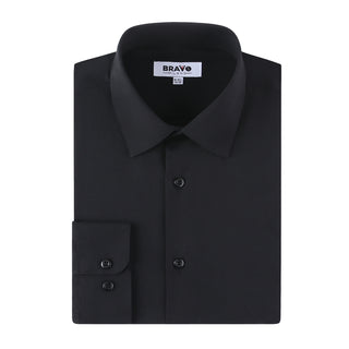 Black Slim Fit Solid Dress Shirt