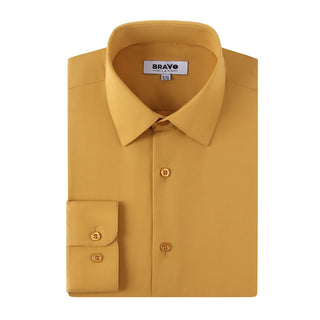 Gold Slim Fit Solid Dress Shirt