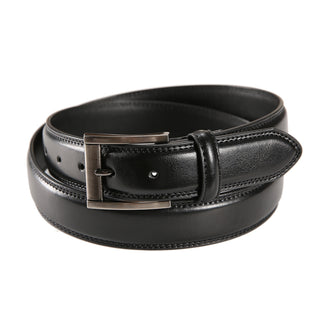 Black Bonded Leather Dress Belt