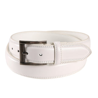 White Bonded Leather Dress Belt