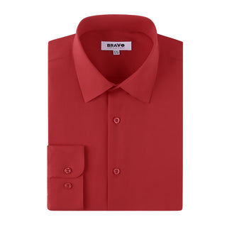 Fire Red Slim Fit Solid Dress Shirt