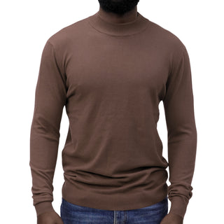 Brown Traditional Fit Mockneck Sweater