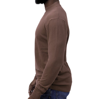 Brown Traditional Fit Mockneck Sweater