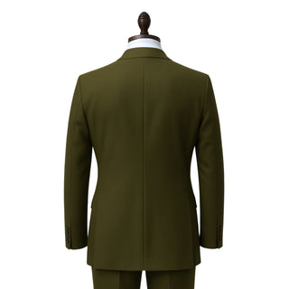 100% Wool 2 Button Modern Fit Olive Suit