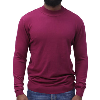 Burgundy Traditional Fit Mockneck Sweater