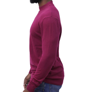 Burgundy Traditional Fit Mockneck Sweater