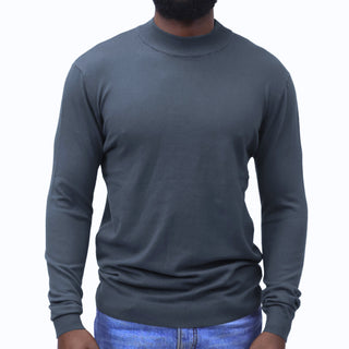 Charcoal Traditional Fit Mockneck Sweater