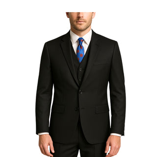 Black Vested Sharkskin Suit