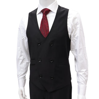 100% Wool 1 Button Peak Lapel Modern Fit Black Suit