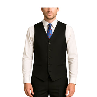 Black Vested Sharkskin Suit
