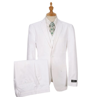 Joseph Michael Slim Fit Sharkskin Vested Suit, White