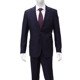 100% Wool 1 Button Peak Lapel Modern Fit Blue Suit