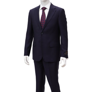 100% Wool 1 Button Peak Lapel Modern Fit Blue Suit