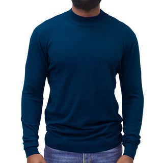 Navy Traditional Fit Mockneck Sweater