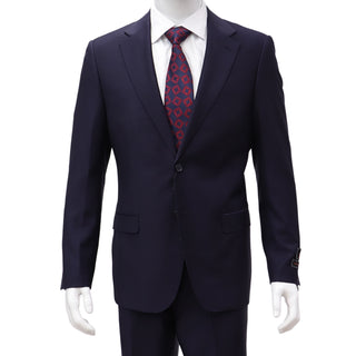 100% Wool 1 Button Peak Lapel Modern Fit Blue Suit