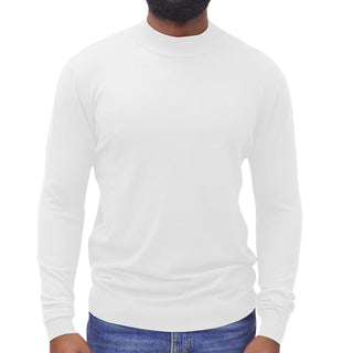 White Traditional Fit Mockneck Sweater