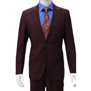 100% Wool 2 Button Modern Fit Burgundy Suit