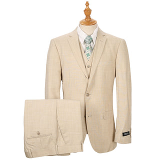 Joseph Michael Slim Fit Sharkskin Vested Suit, Sand