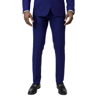 1 Button Peak Lapel Slim Fit Suit - Ink Blue