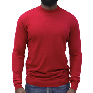 Red Traditional Fit Mockneck Sweater