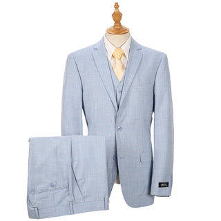 Joseph Michael Slim Fit Sharkskin Vested Suit, Sky