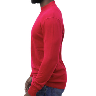 Red Traditional Fit Mockneck Sweater