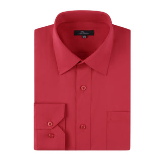 Full Fit Solid Dress Shirt Red