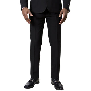 1 Button Peak Lapel Slim Fit Suit - Black