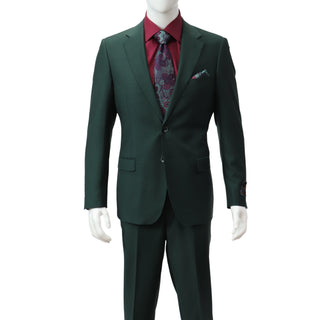 100% Wool 2 Button Modern Fit Hunter Green Suit