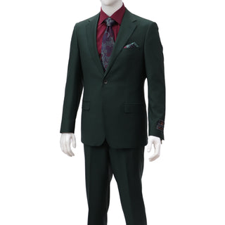 100% Wool 2 Button Modern Fit Hunter Green Suit