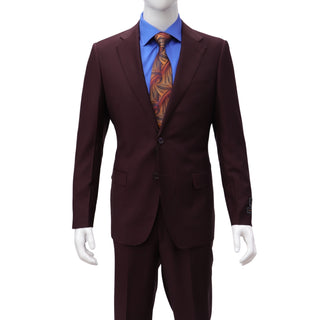 100% Wool 2 Button Modern Fit Burgundy Suit