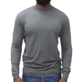 Silver Traditional Fit Mockneck Sweater