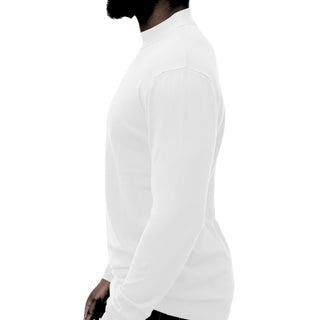 White Traditional Fit Mockneck Sweater