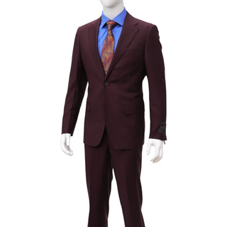 100% Wool 2 Button Modern Fit Burgundy Suit