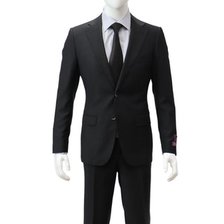 100% Wool 2 Button Slim Fit Black Suit