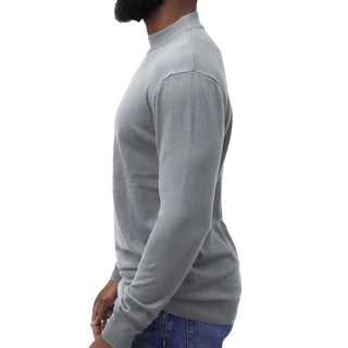 Silver Traditional Fit Mockneck Sweater