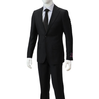 100% Wool 2 Button Slim Fit Black Suit