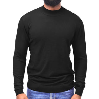 Black Traditional Fit Mockneck Sweater