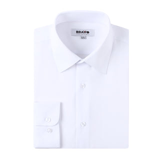 White Slim Fit Solid Dress Shirt