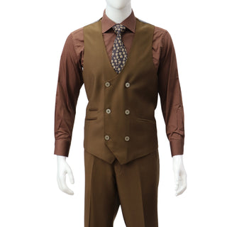 100% Wool 1 Button Peak Lapel Modern Fit Tobacco Suit