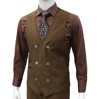 100% Wool 1 Button Peak Lapel Modern Fit Tobacco Suit