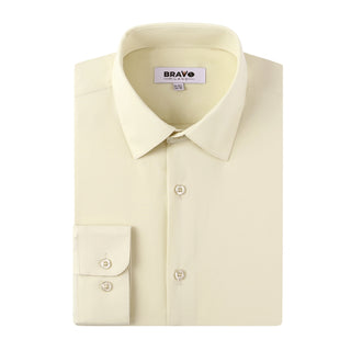 Cream Slim Fit Solid Dress Shirt