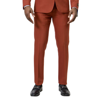 1 Button Peak Lapel Slim Fit Suit - Rust