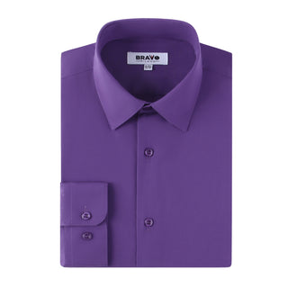 Purple Slim Fit Solid Dress Shirt