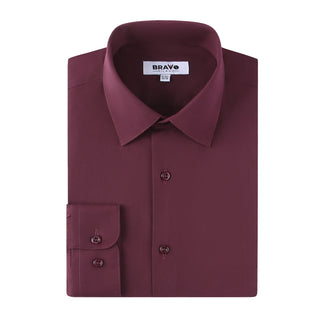 Wine Slim Fit Solid Dress Shirt